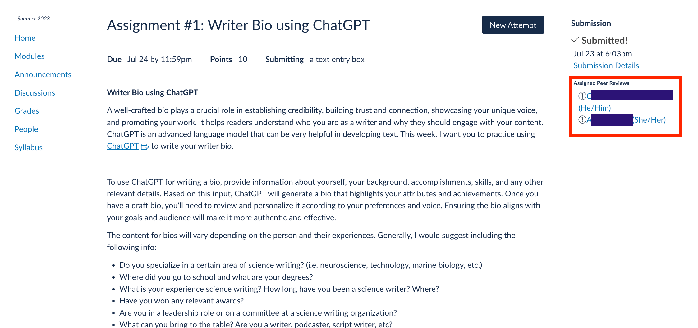 How to view and complete a Peer Review assignment (Students) UC San