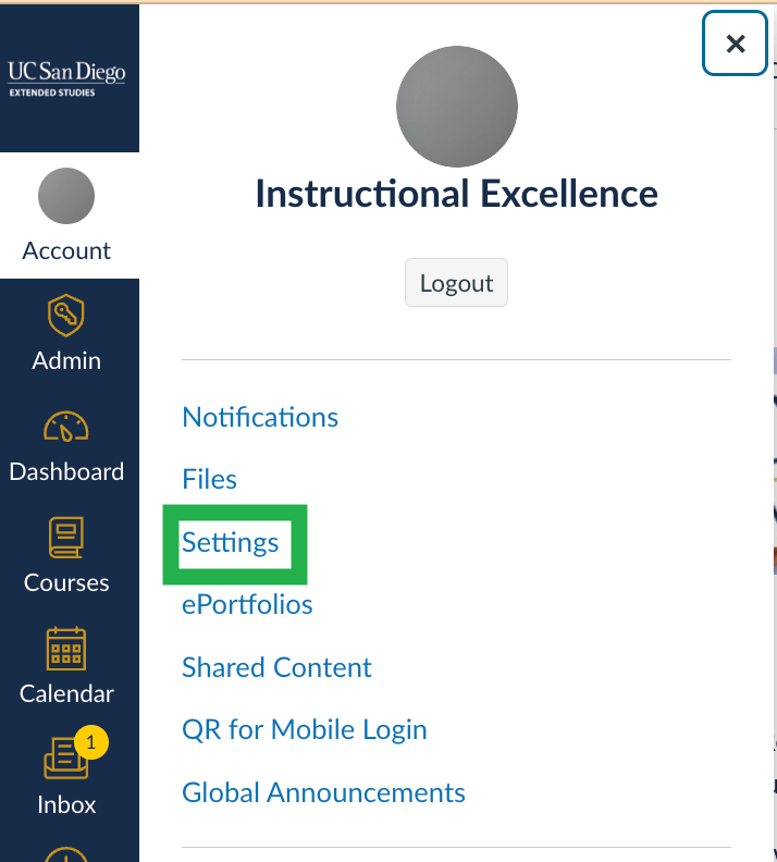 How to change your email address in Canvas UC San Diego Extended(03)