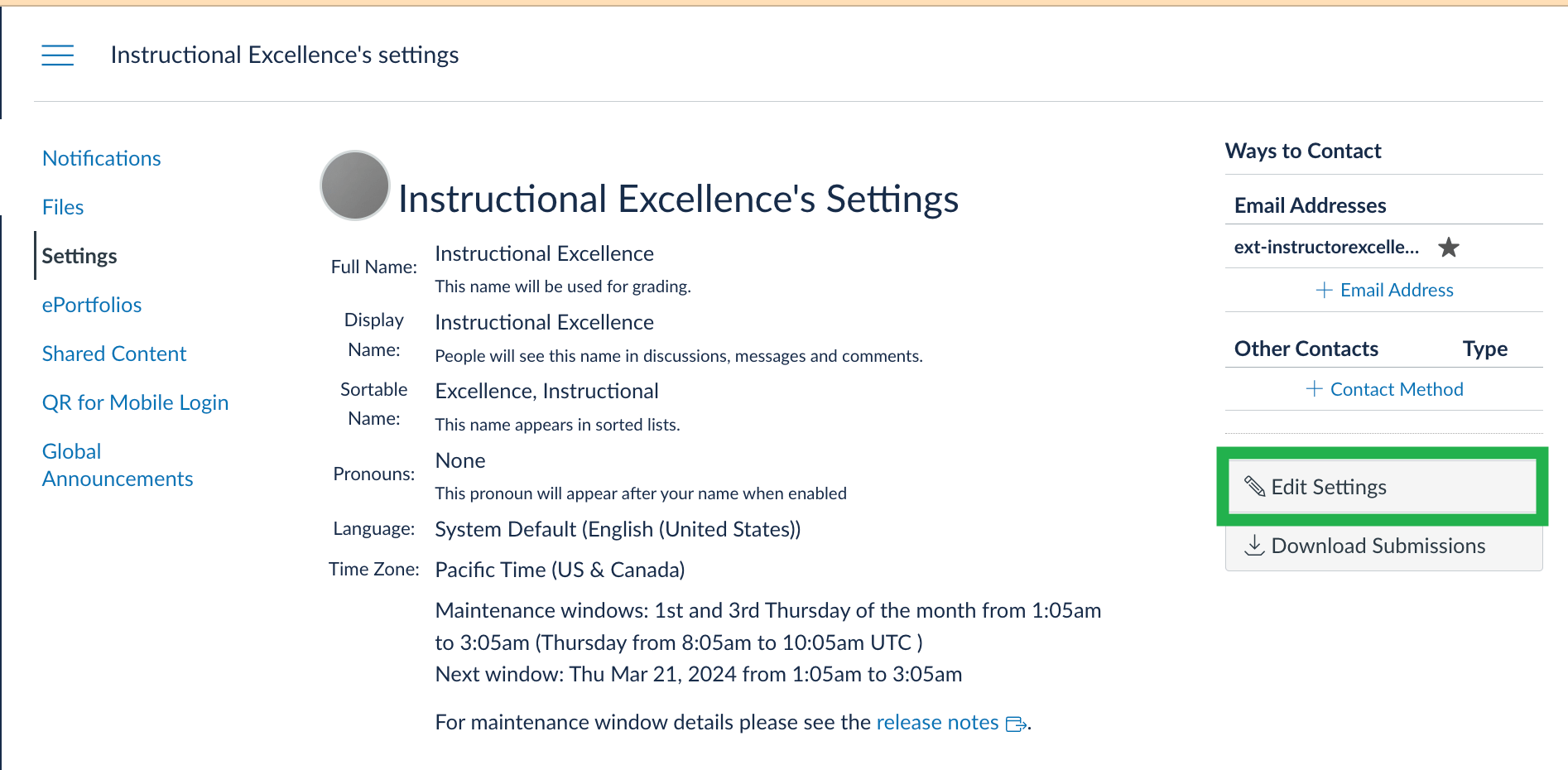How to change your email address in Canvas UC San Diego Extended