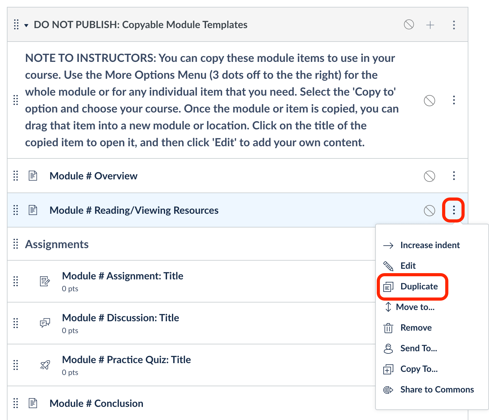 How to import and use the UC San Diego Extended Studies Course Template