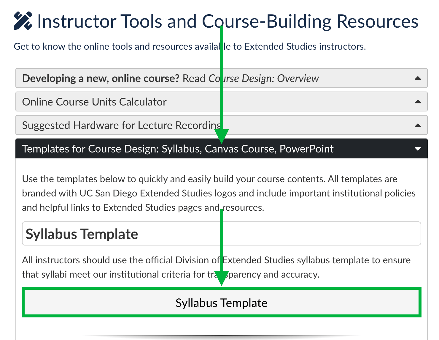 Extended Studies Syllabus Template: Overview and Instructions – UC San