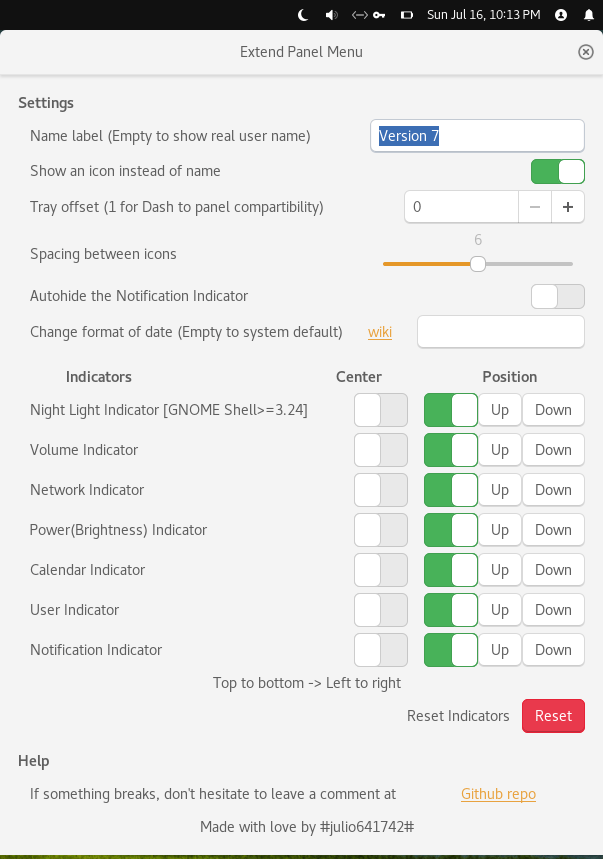 Extend Panel Menu GNOME Shell Extensions