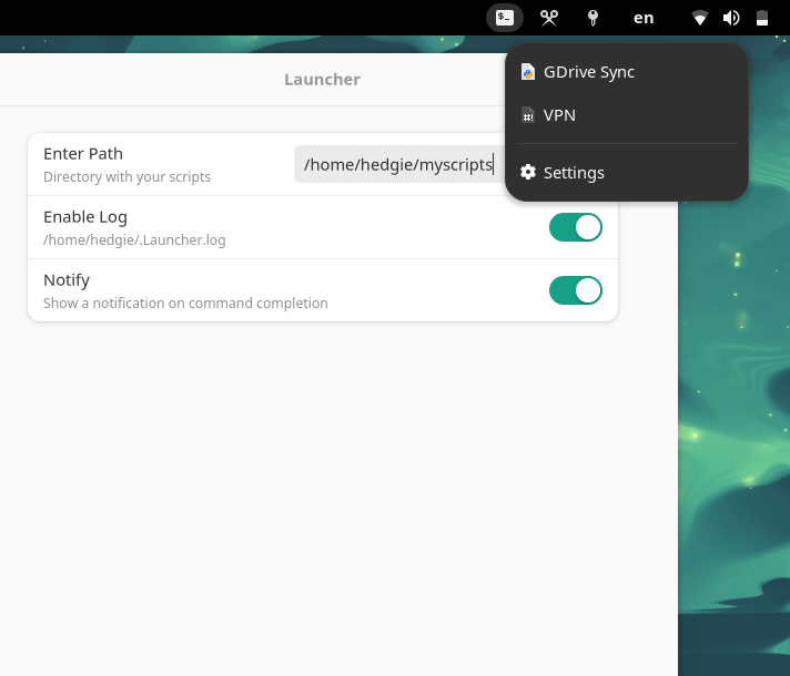 Launcher GNOME Shell Extensions