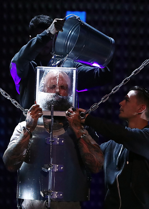 Paramedics rush the BGT stage as escape artist trials death stunt