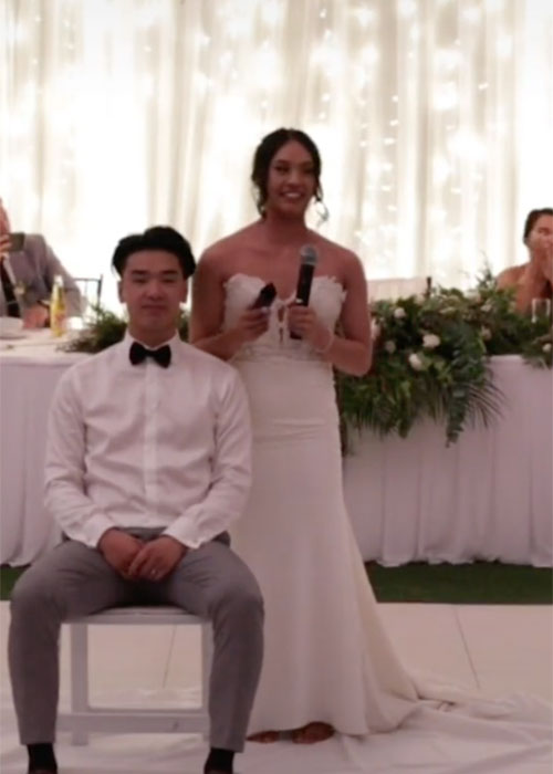 Watch Bride shaves head at wedding reception in solidarity with mother