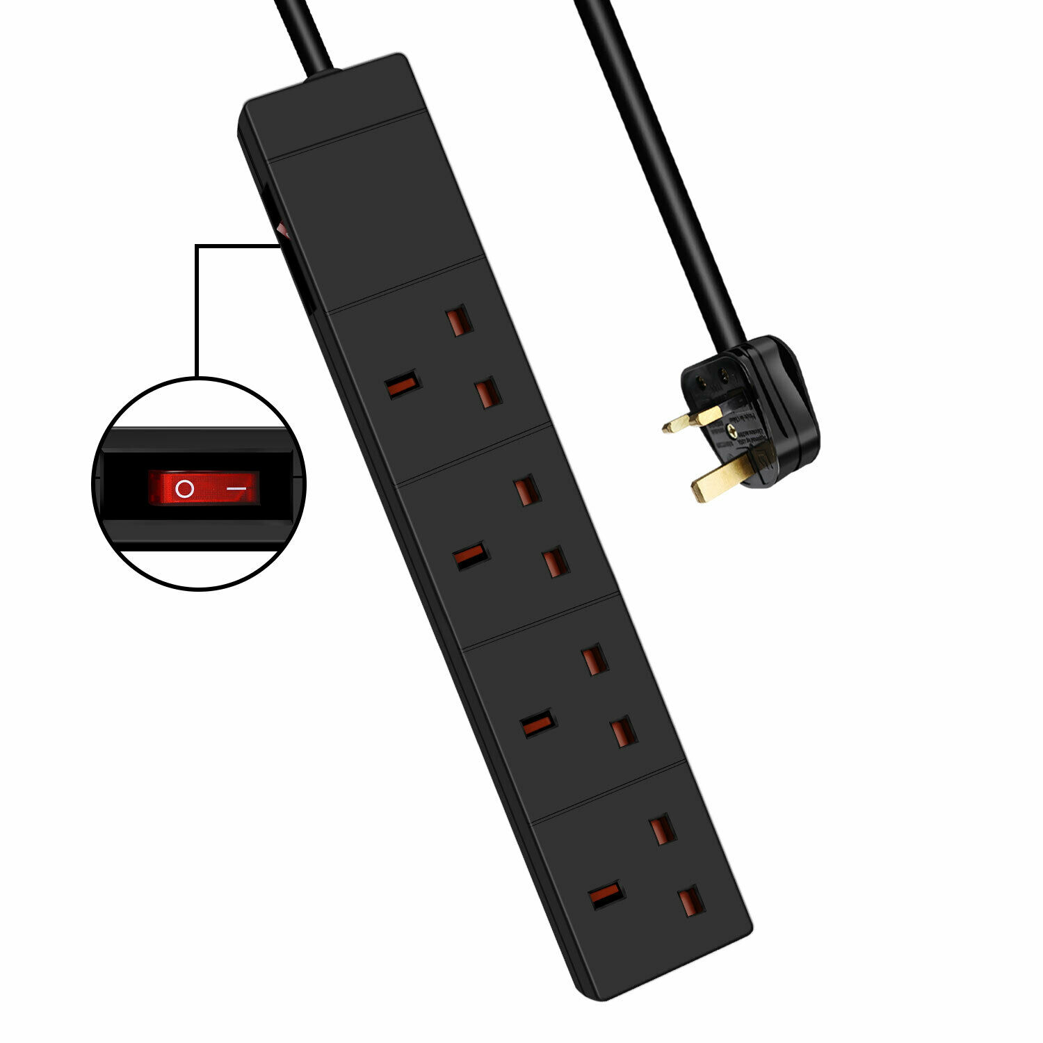 4 Gang Switched Extension Lead 1m Black (KFEB4KEB) ExtraStar