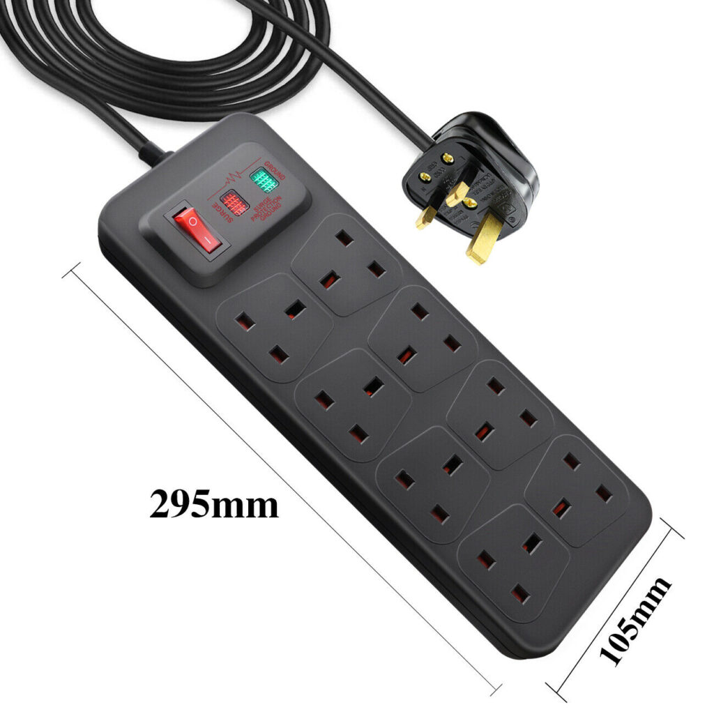 8 Gang Switched SurgeProtected Extension Lead 2m (KFEBD08KB