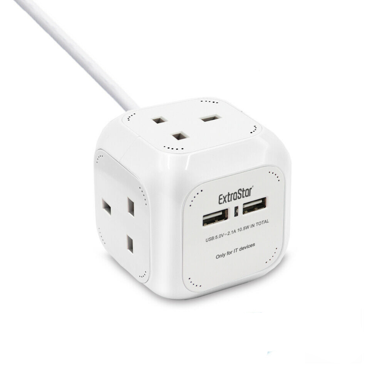 4 Gang Cube Extension Lead with 2 USB Ports 1.4m (KFESB04U