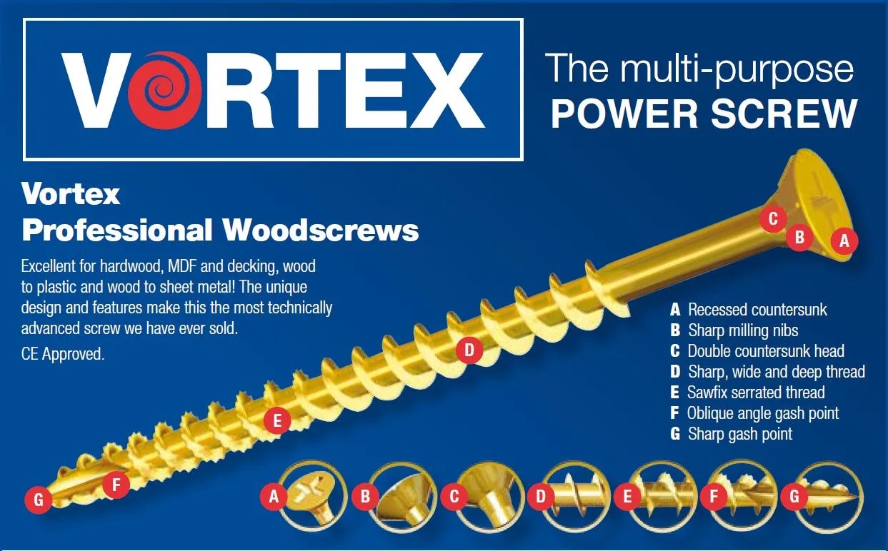 6 X 200MM UF VORTEX POWER SCREW CE Extratec Belfast