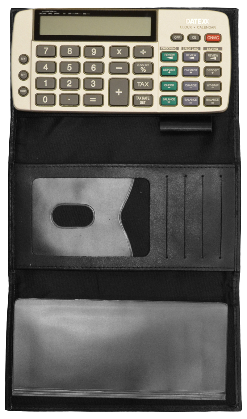Black Trifold Checkbook Calculator Cover