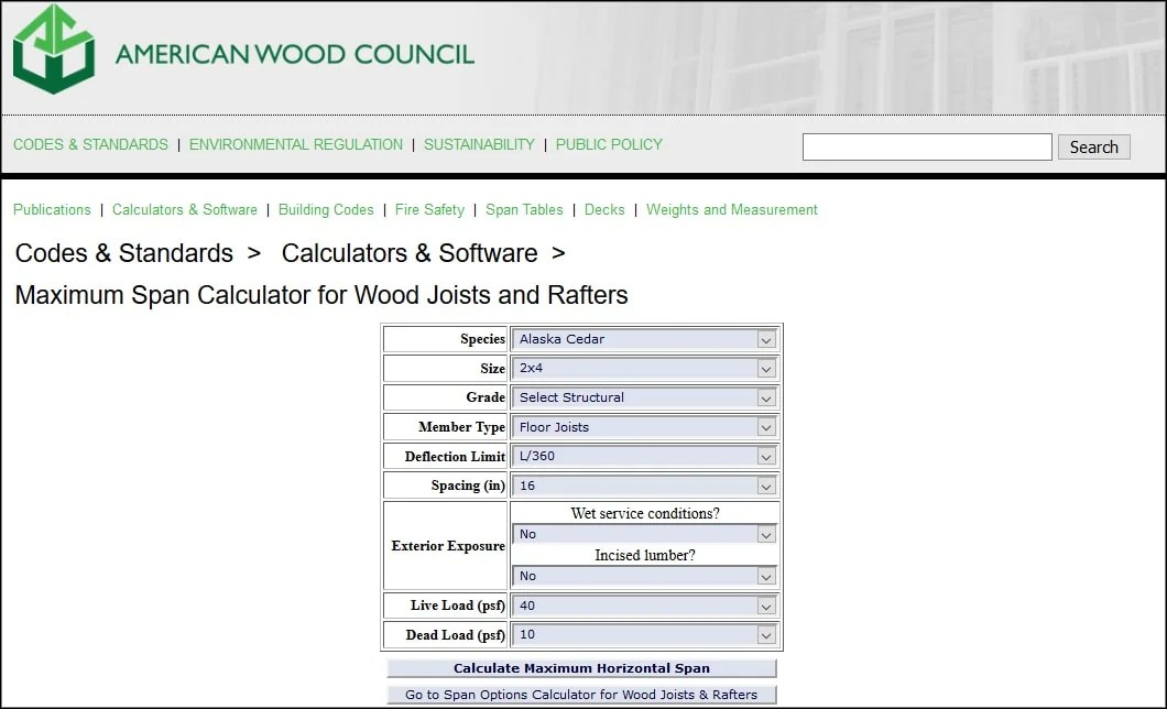 Span Calculator for Wood Joists & Rafters Extreme How To