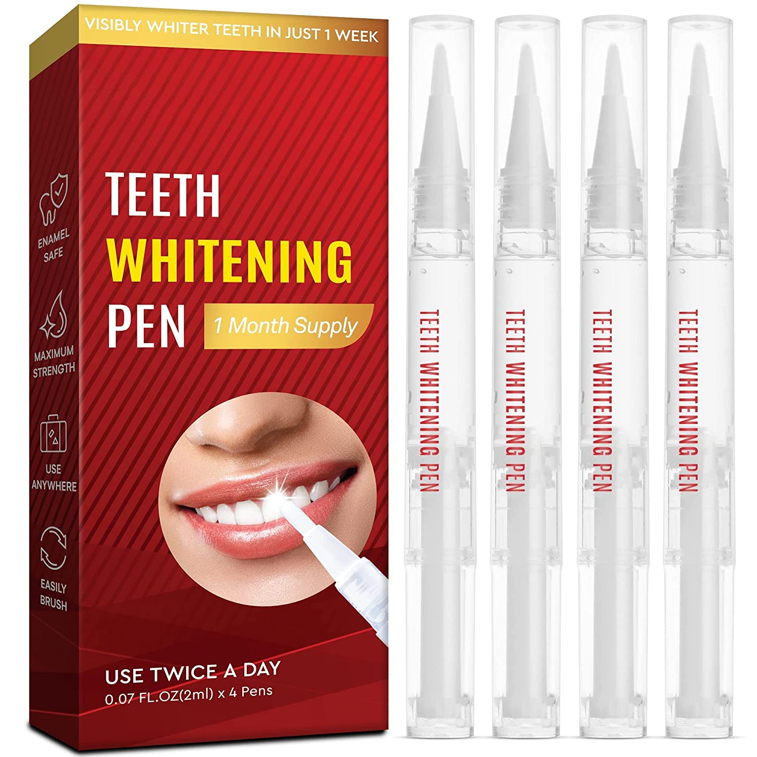 Teeth Whitening Pen 4Pack, Brighten Your Smile in Just 1 Week with
