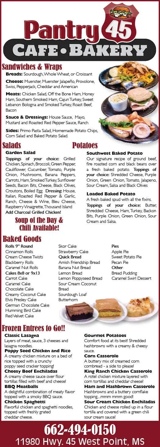 Pantry 45 Deli Restaurant Lunch Menu West Point