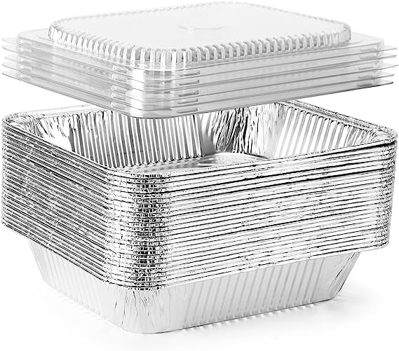 Heavy Duty Aluminum Pans Trays with Aluminum/Deep Plastic Lids 13″x9″x2