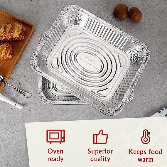 Heavy Duty Aluminum Pans Trays with Aluminum/Deep Plastic Lids 13″x9″x2