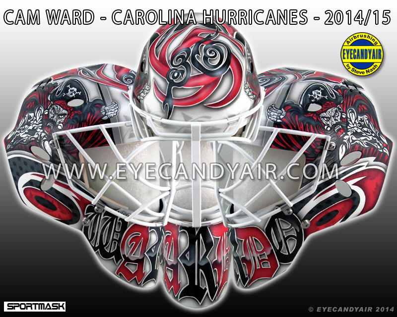 Cam Ward 20142015 Carolina Hurricanes Custom Painted Blackbeard Goalie