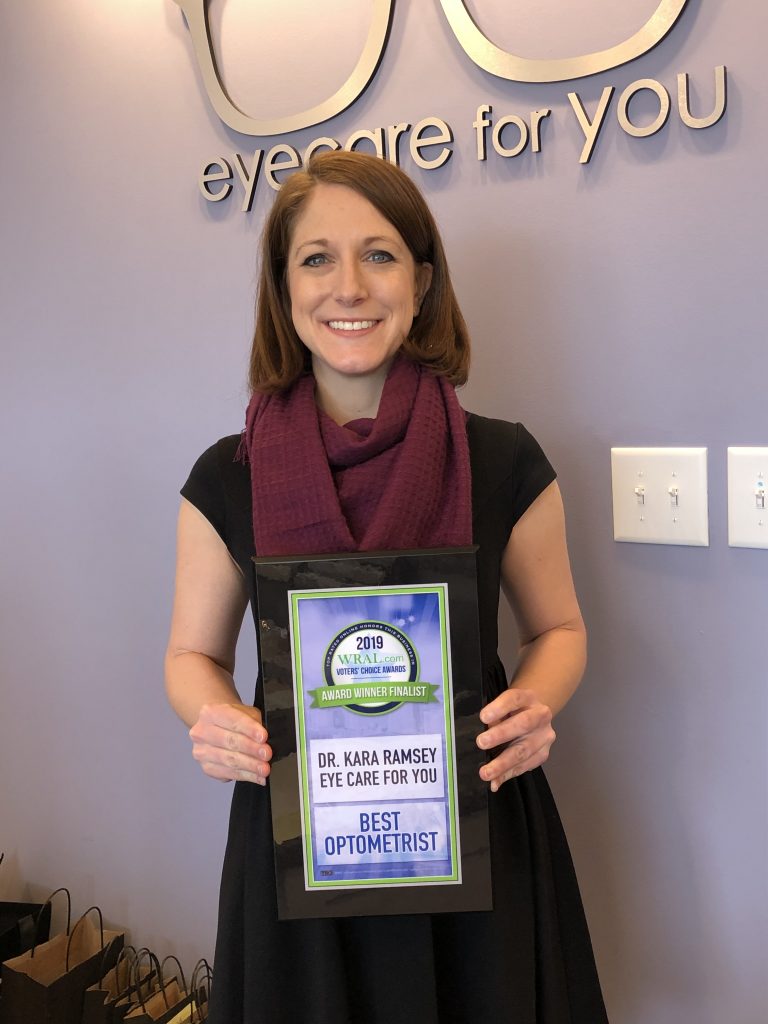 Dr. Kara Ramsey with award EyeCareforYou