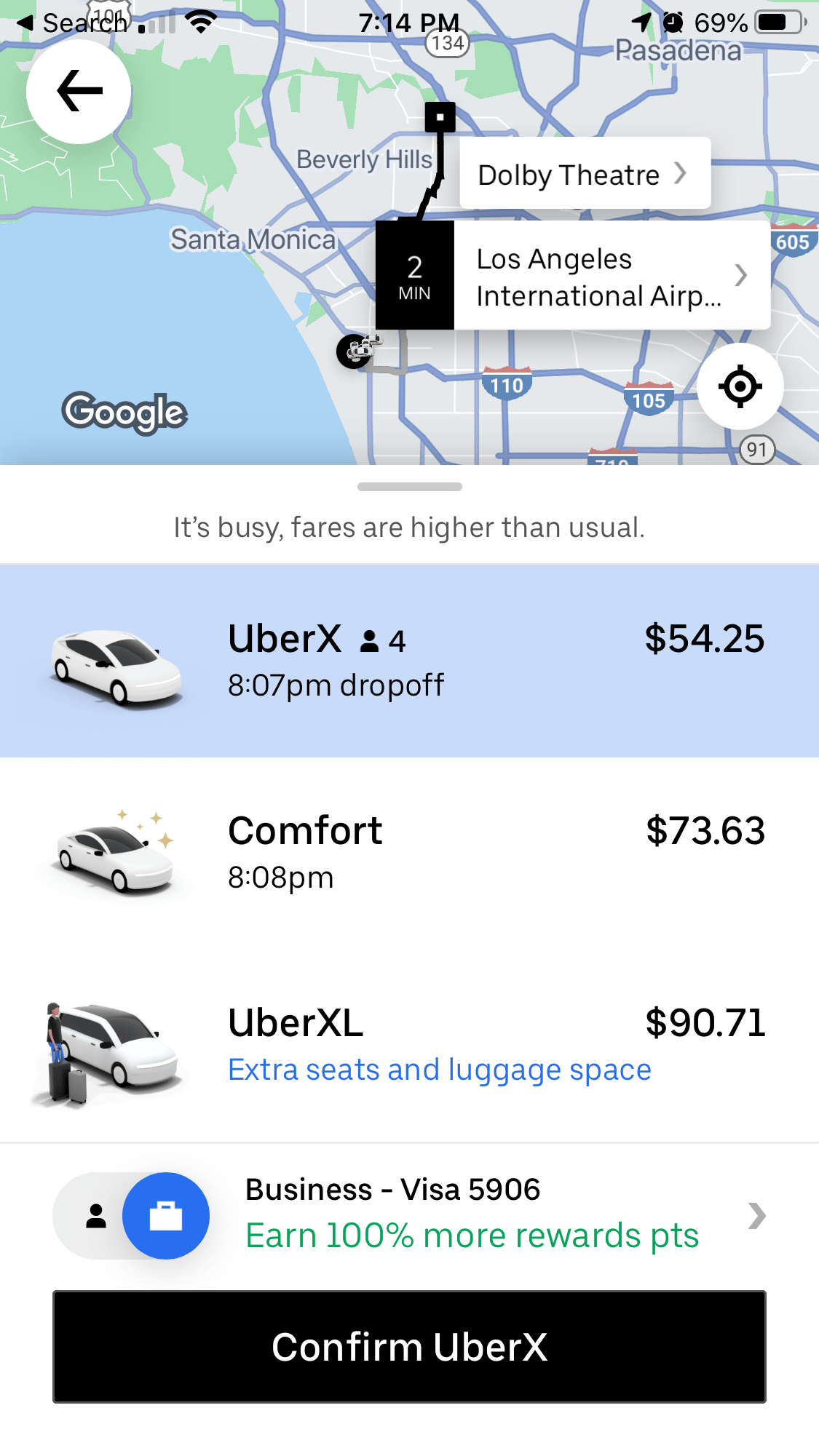 UberRideRequestLAXDolbyTheatre Eye of the Flyer