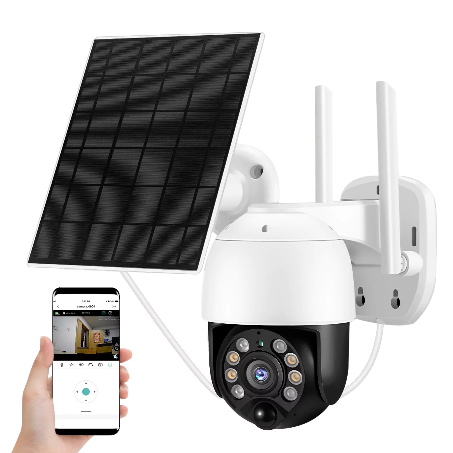 3MP 2Way Audio AI Tracking PTZ Wireless Solar Security Camera Builtin
