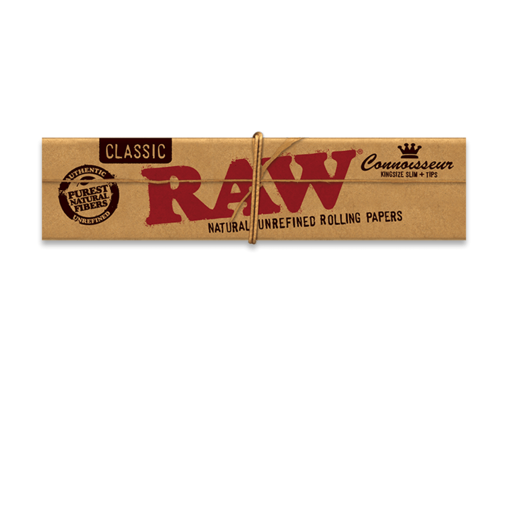 RAW Classic Rolling Papers Connoisseur KingSize Slim + Tips EzTest