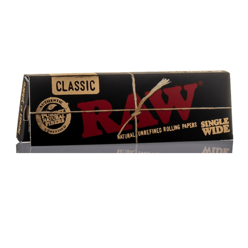 RAW Classic Black Single Wide Size Natural Unrefined Rolling Papers