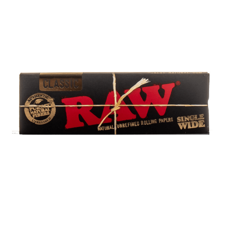 RAW Classic Black Single Wide Size Natural Unrefined Rolling Papers