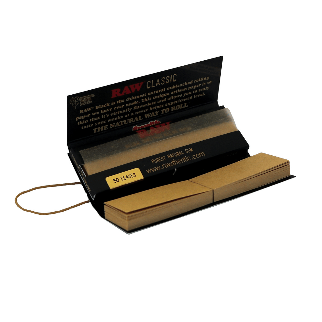 RAW Classic Black Rolling Papers Connoisseur 1 ¼ + Tips EzTest Australia