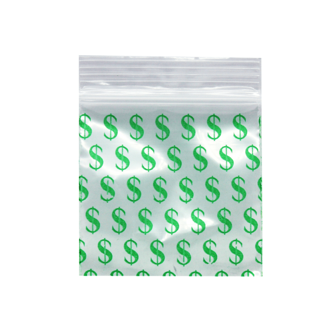 Original Apple Mini Ziplock Bags Dollar Signs (50mm x 50mm) EzTest