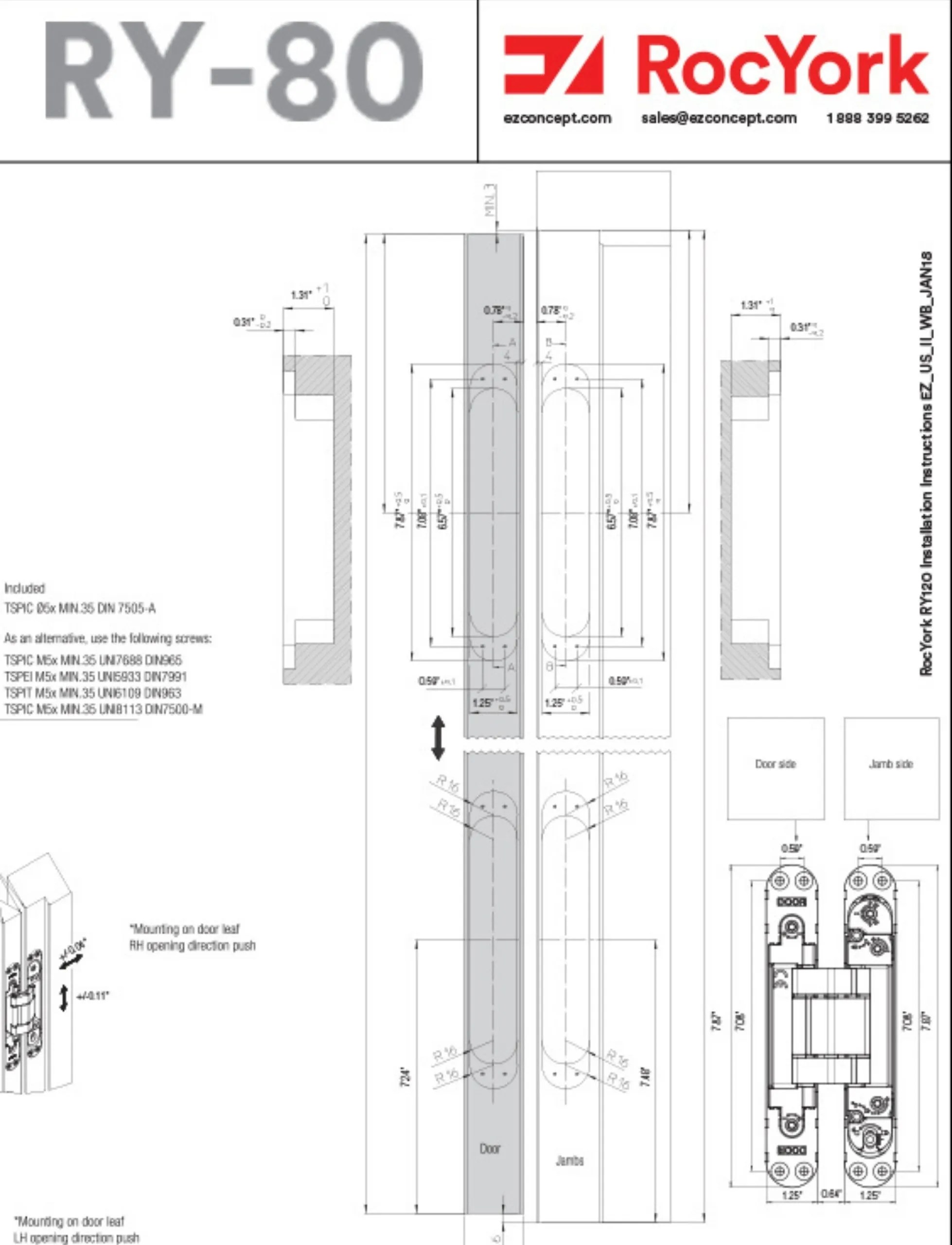 RocYork® Concealed and Hidden Hinges EZ Concept US