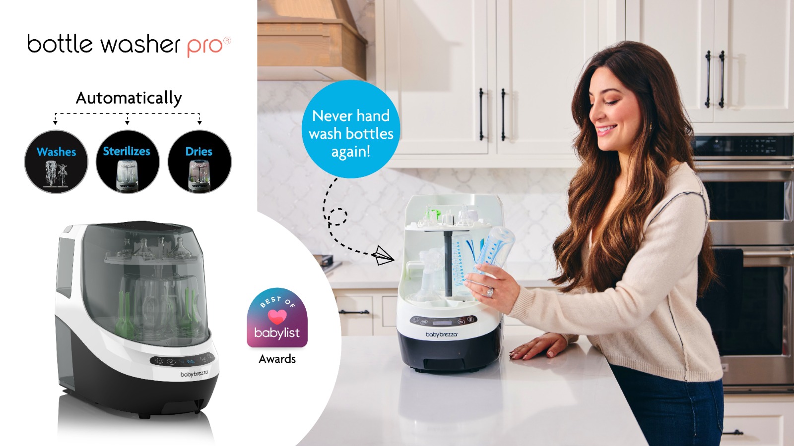 Effortless Clean, Sterilize, and Dry: Baby Brezza Bottle Washer Pro at