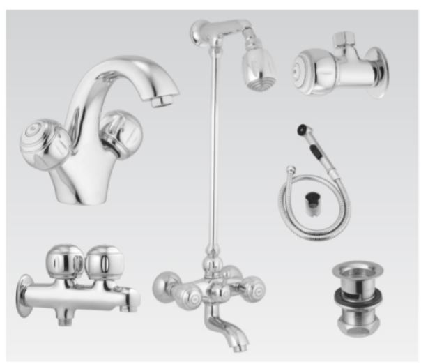 Faisal Sanitary 1407 Bath Set Complete 8 Pieces Moon Series (Chrome