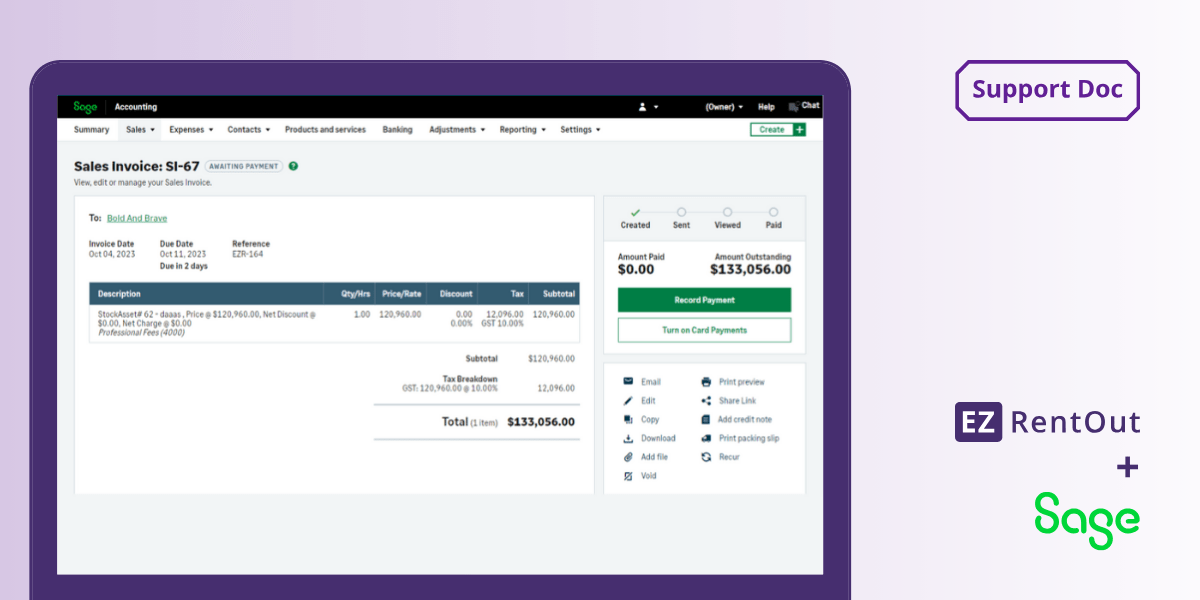 [Howto] Integrate Sage Accounting with EZRentOut