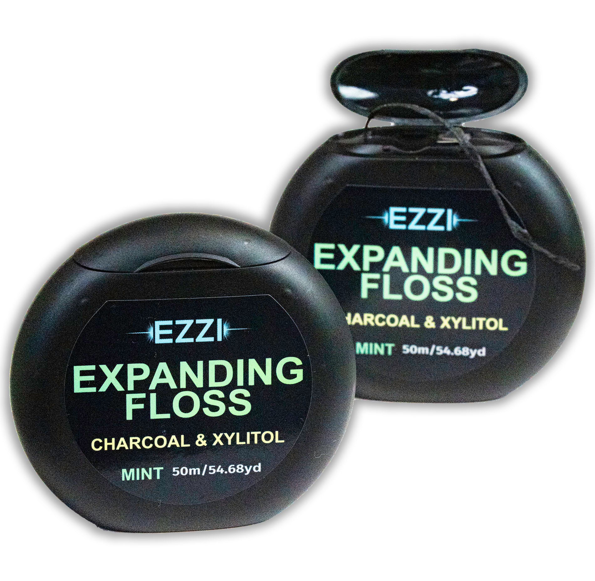 EZZI Woven Expanding Dental Floss Naturally Waxed & Textured w/ Char