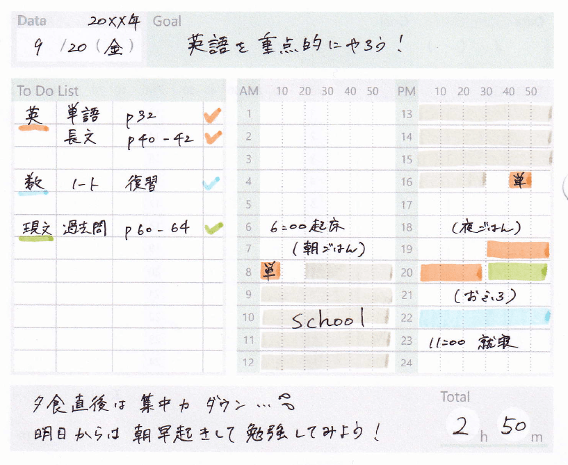〈使用例〉スタディプランナーの書き方 エフメモ
