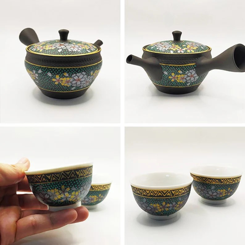 Tokoname ware Japanese Kyusu teapot and teacup set Designed by