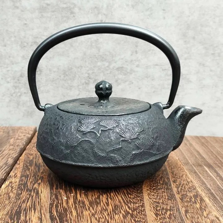 Nambu Tekki iron kettle Kyusu teapot flat round pine 300ml made in