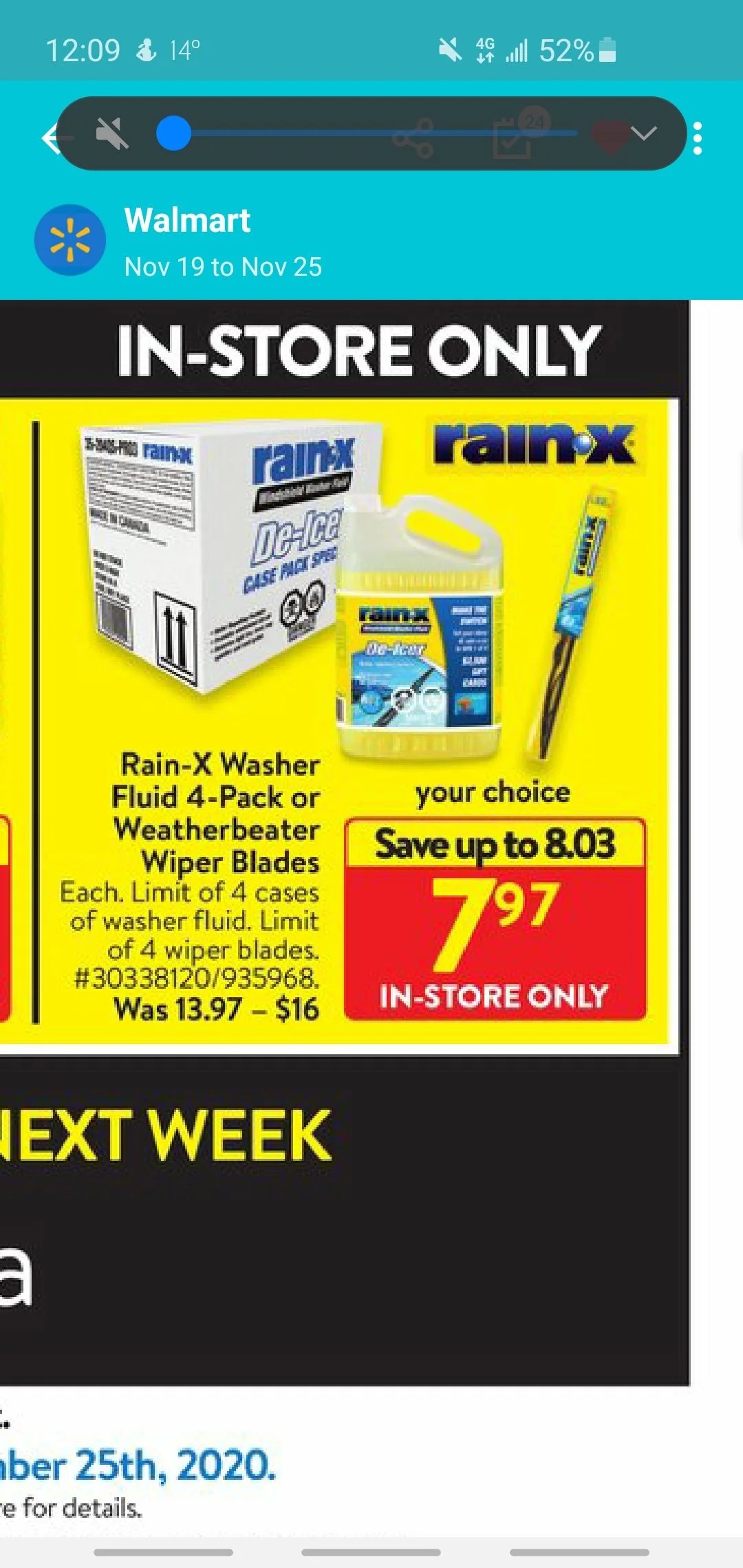 [Canadian Tire] Reflex Windshield Washer Fluid, 4pk 8.99 Nov 2026
