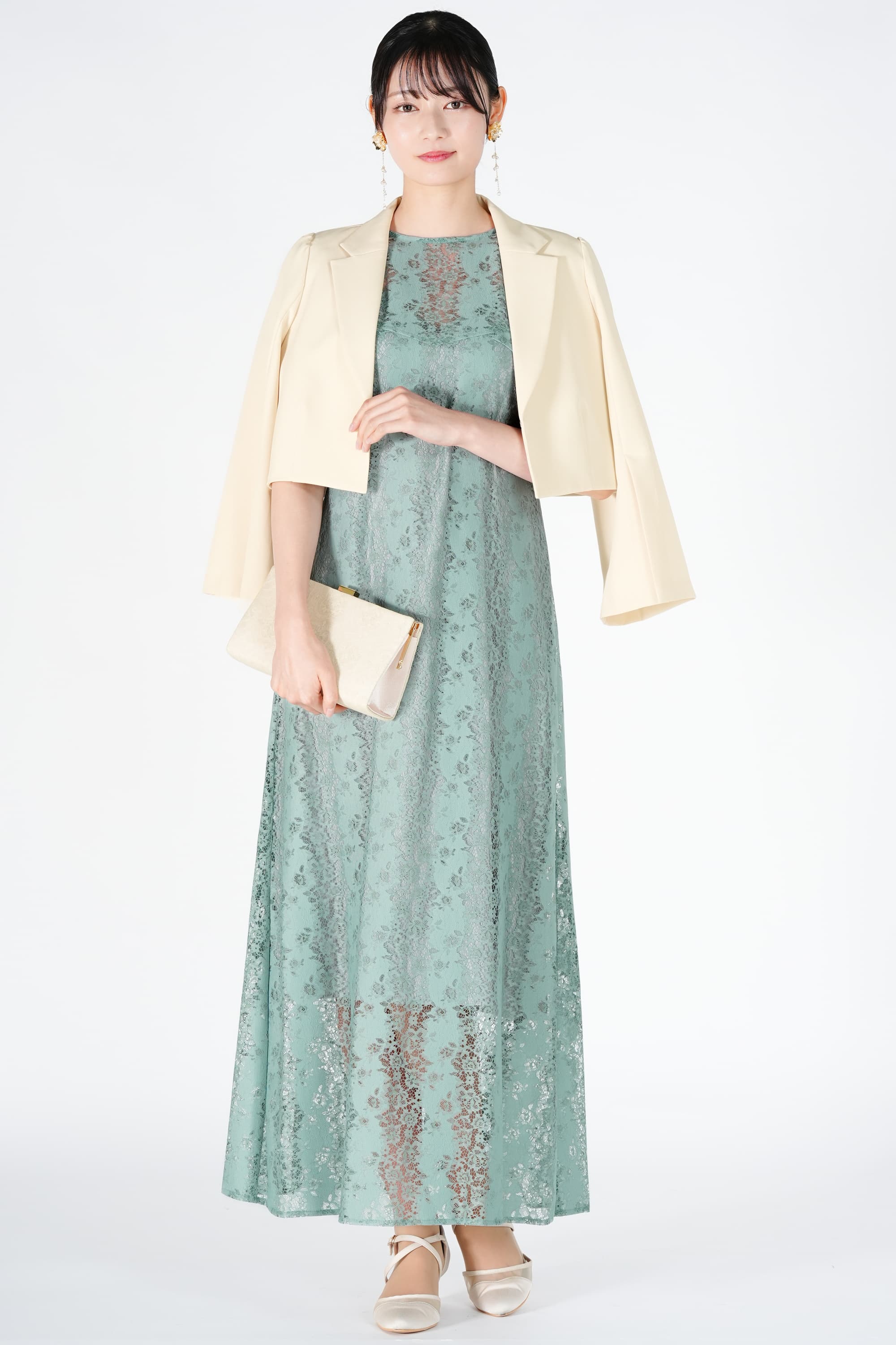 Dorry Doll シアーライン上品ベージュパンプス (M〜L) をレンタル 結婚式パーティーのドレスレンタルはおしゃれコンシャス