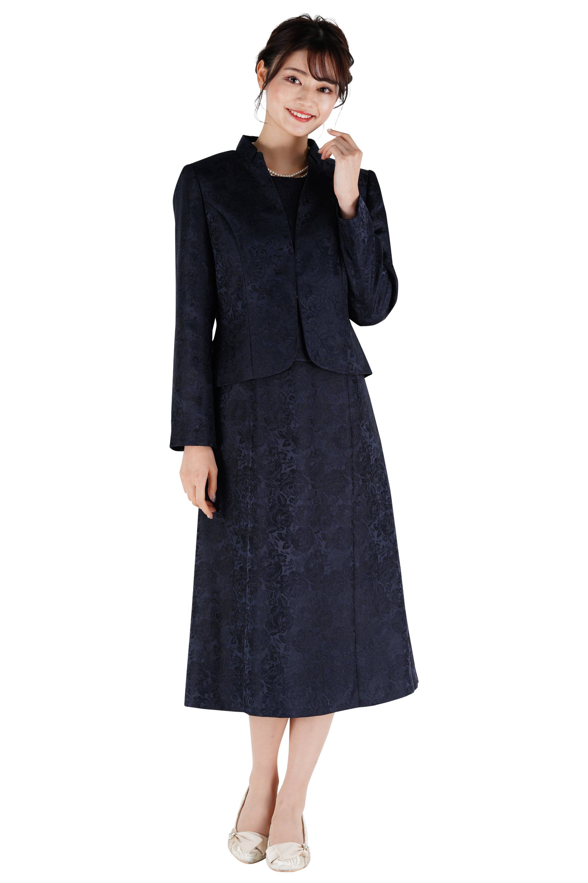 FESTA MEMORIA ジャガード織りネイビードレスセット (LL) をレンタル 結婚式パーティーのドレスレンタルはおしゃれコンシャス