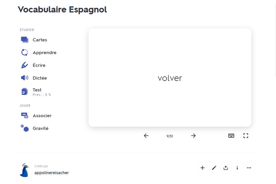QuizLet un outil d'apprentissage en ligne sous la forme de jeux