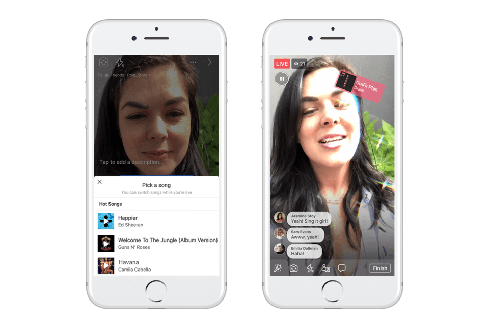Facebook de la musique dans les stories, les vidéos en
