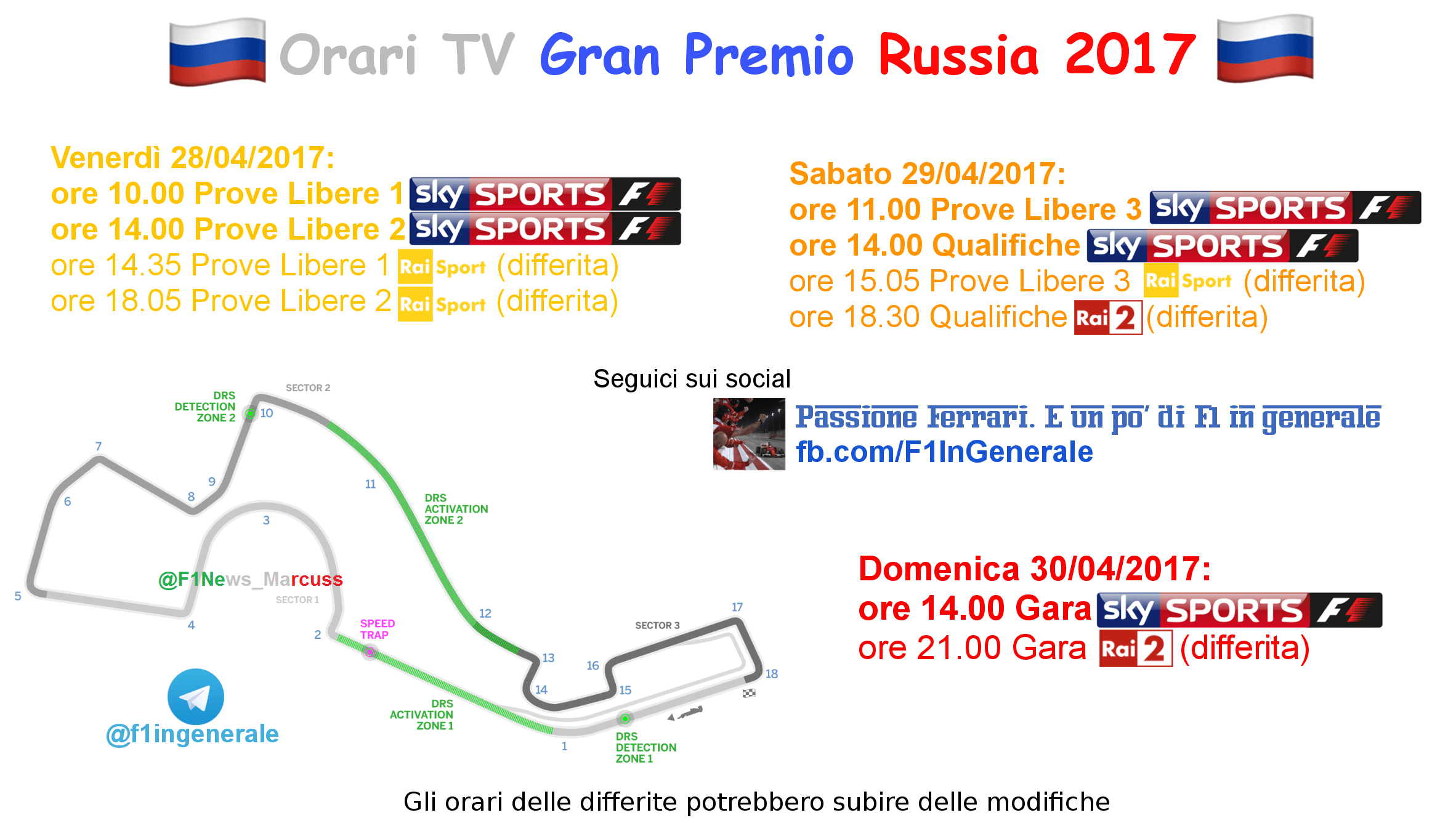 Orari del Week End: Gran Premio Russia 2017 F1 | FI News