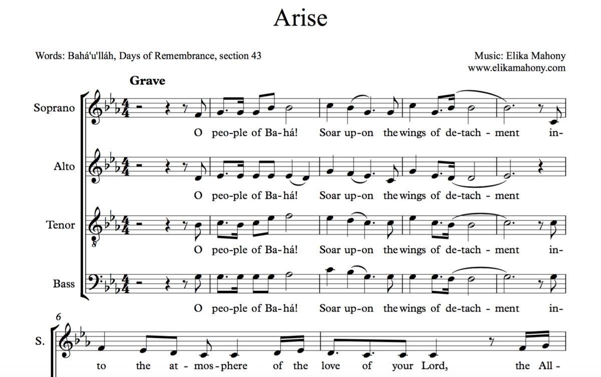 Arise Choral Sheet Music Elika Mahony