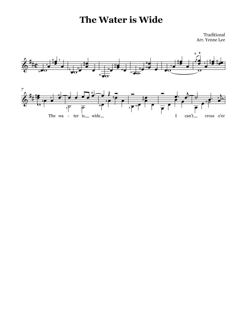 [Sheet music] The Water Is Wide guitar solo Yenne Lee version
