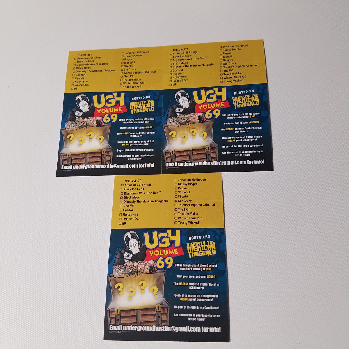 Underground Hustlin' x Stir Crazy Music GPK trading card (set of 3