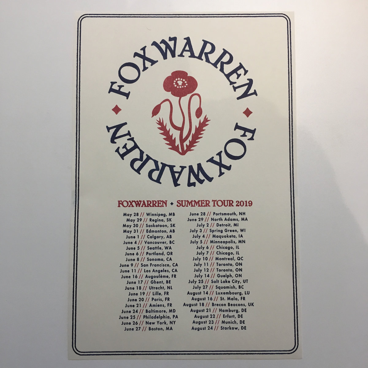 Limited Edition Summer 2019 Tour Poster Foxwarren