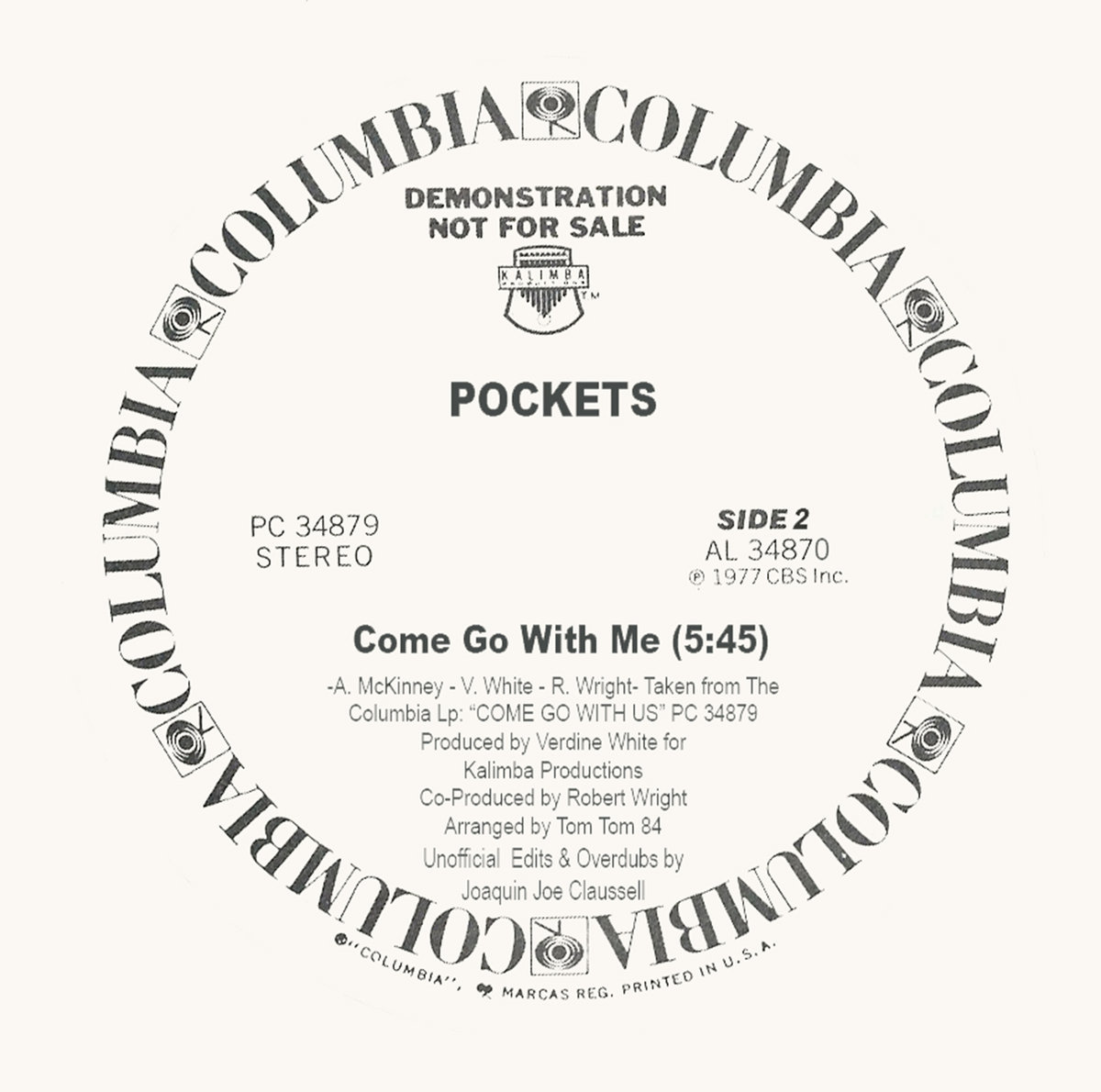 Unofficial Edits & Overdubs Presents Pockets " Come go with me " 12