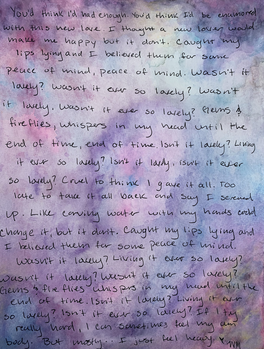 "Ever So"Handwritten, Handpainted Lyrics Whitney Myer