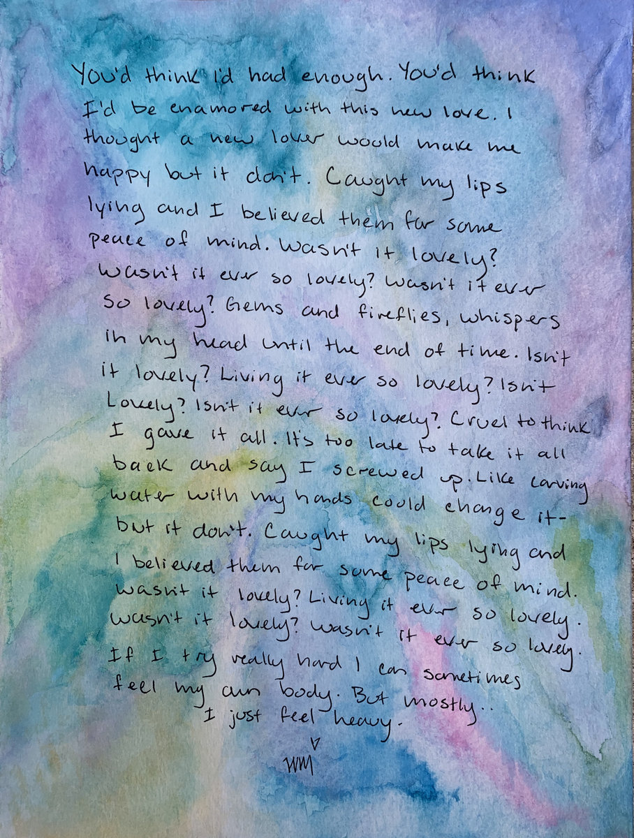 "Ever So"Handwritten, Handpainted Lyrics Whitney Myer