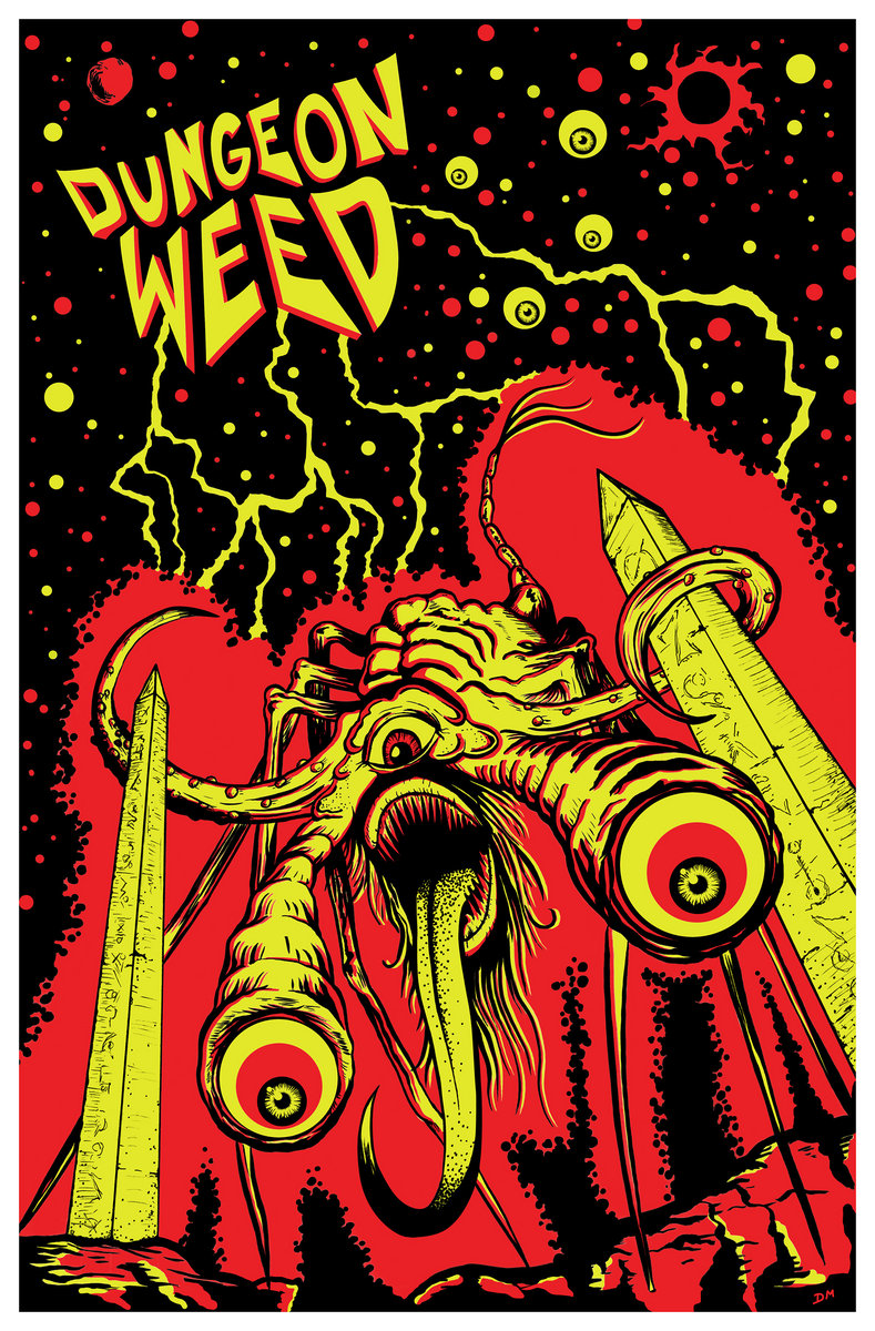 SCREEN PRINTED BLACK LIGHT POSTER DUNGEON WEED